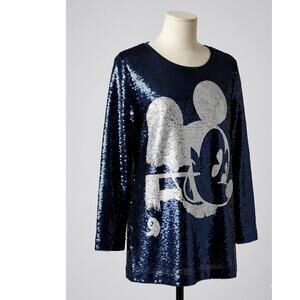 Faith Connexion Disney Mickey Mouse Sequin Tunic Dress Midnight Blue Small